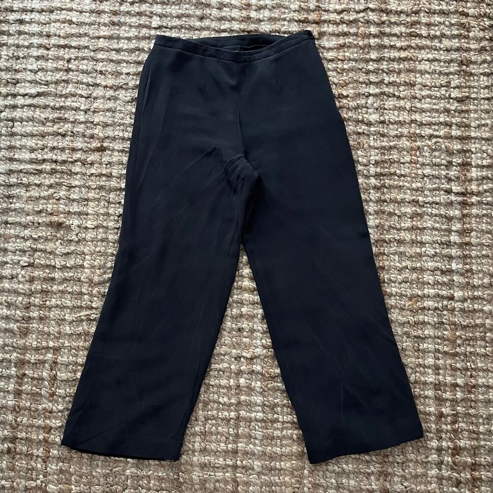 Vintage Y2K Grace Dane Lewis 100% Silk Wide Leg Pants Womens 6 Black Lined
